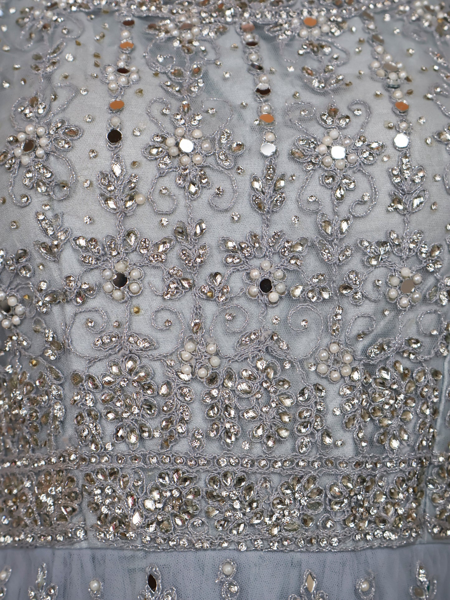 Net Fabric Gown with Pearl & Embroidery by Shreekama