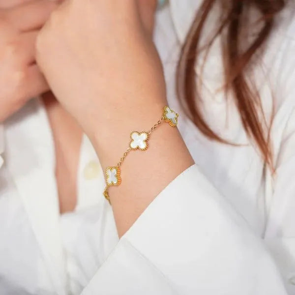 White Four Leaf Clover Bracelet | Lucky Charm Jewelry