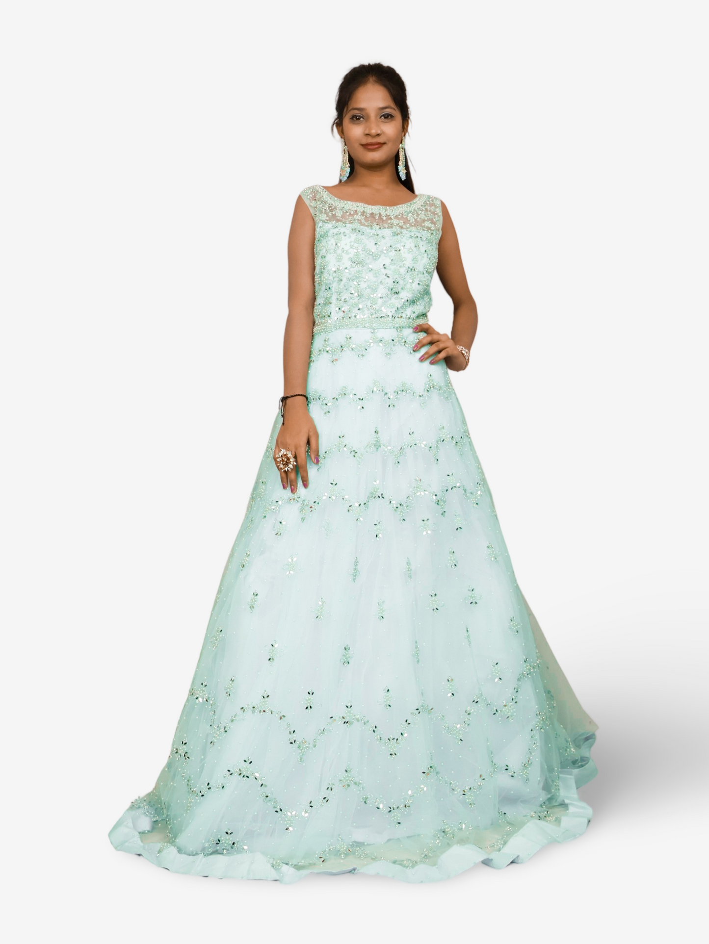 Gown with Pearls & Sequin by Shreekama