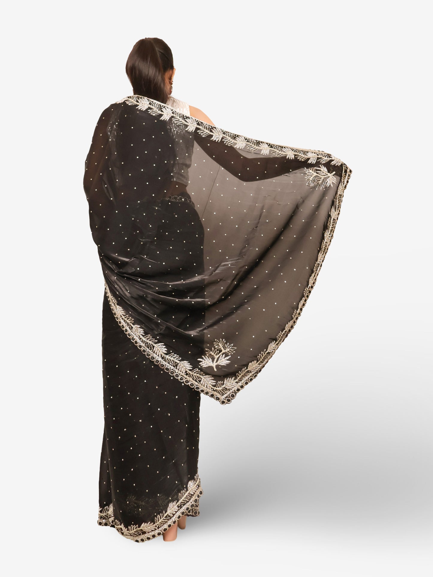 Designer Saree with Kundan & Beads work by Shreekama