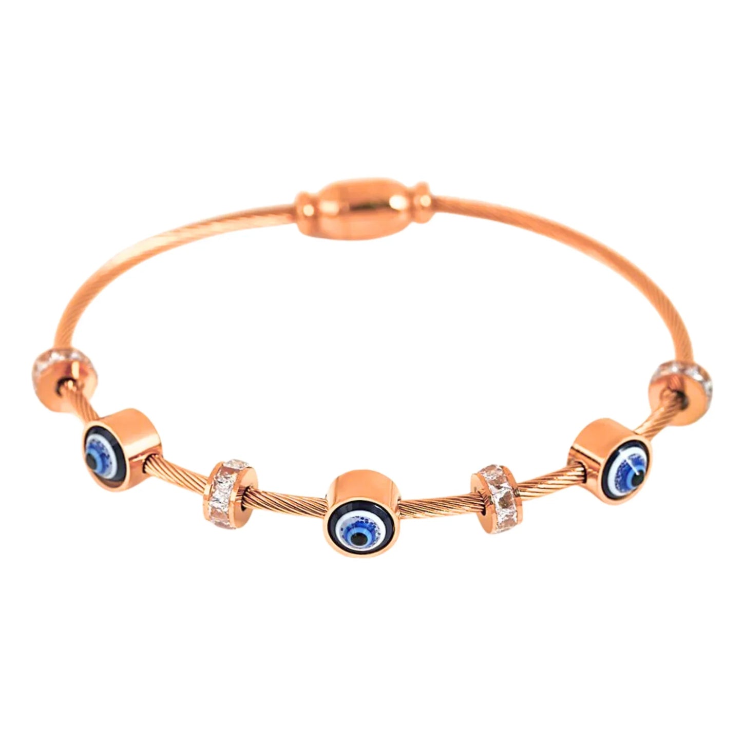 Rose Gold Evil Eye Bangle Bracelet